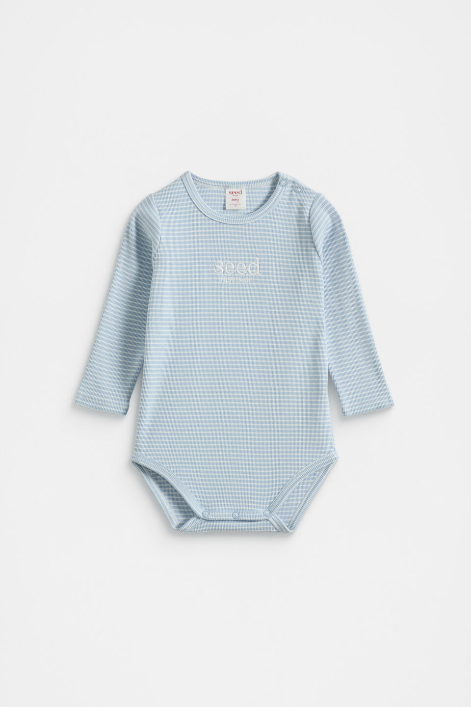 Core Rib Logo Bodysuit  Blue Stripe