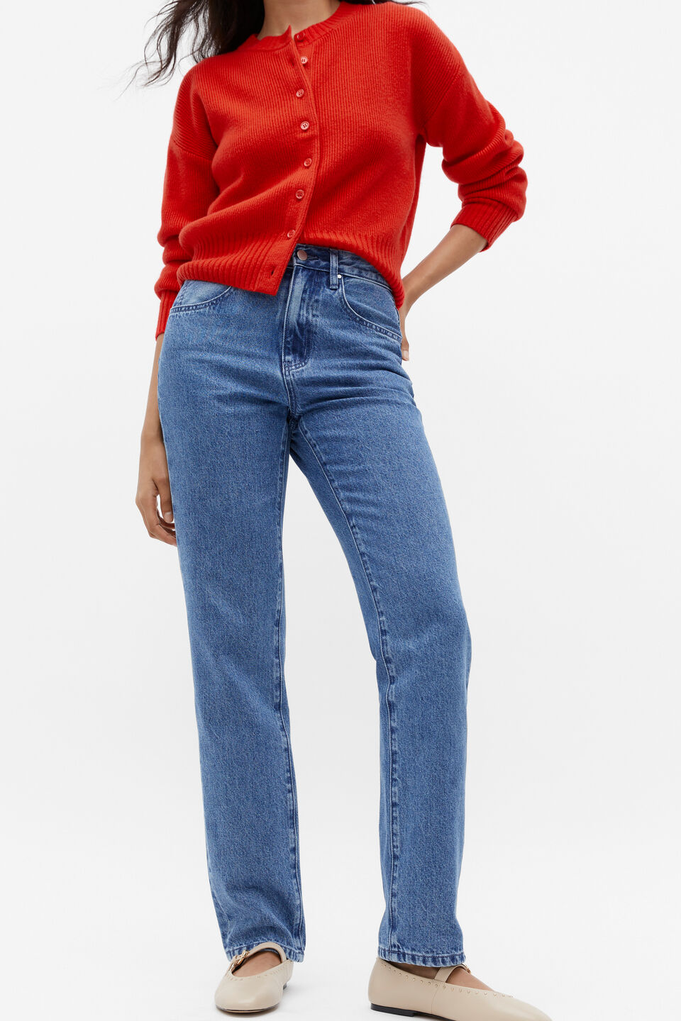 Denim Straight Leg Jean  Classic Blue Denim