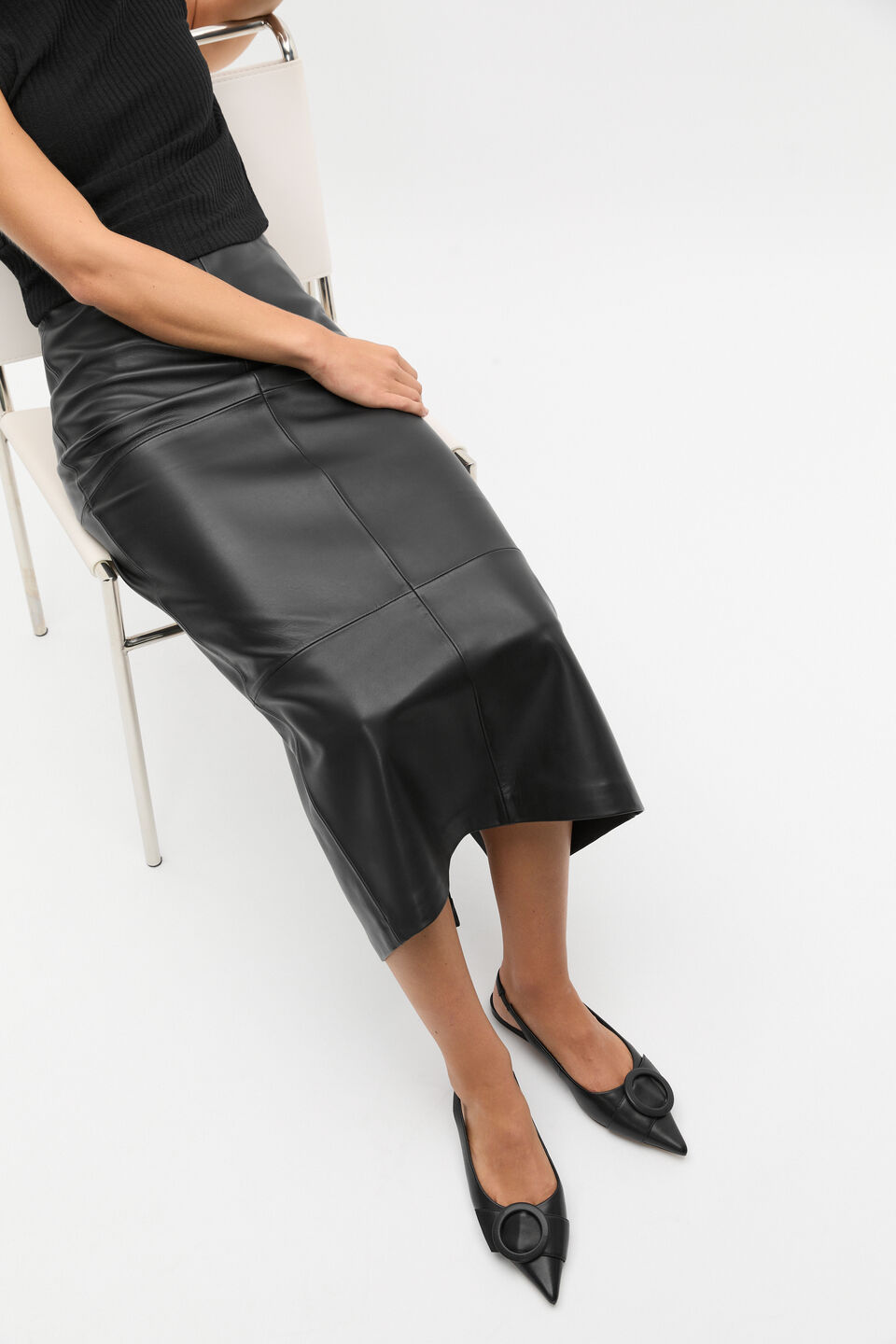 Ren Circle Buckle Slingback  Black