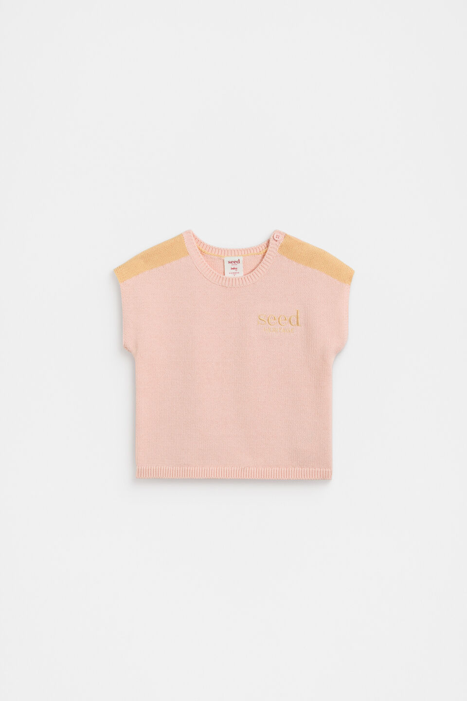 Spliced Logo Knit Tee  Pretty Pink