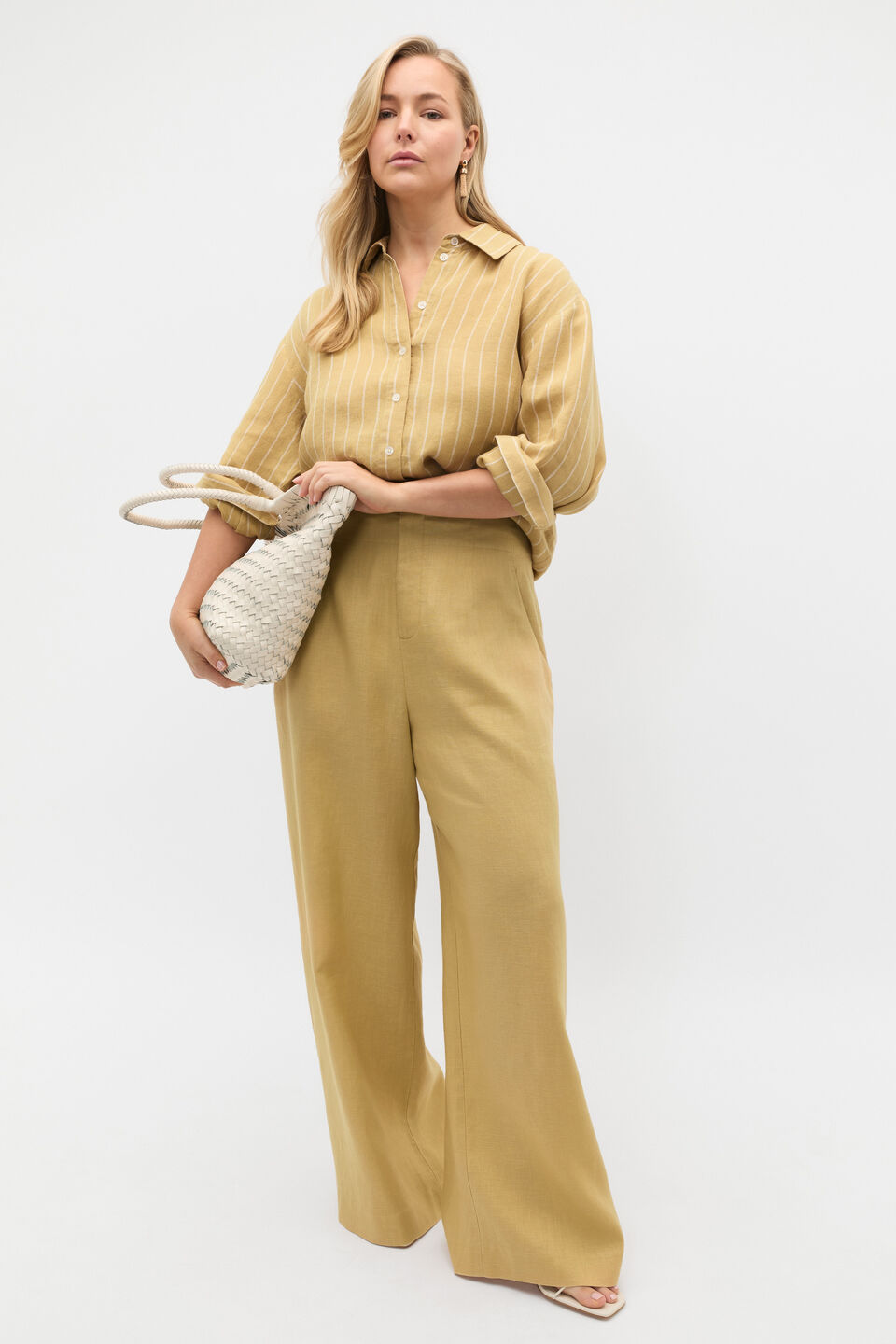 Linen Oversized Shirt  Honey Stripe