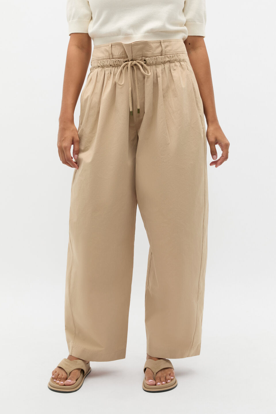 Double Waist Cotton Pant  Iced Latte