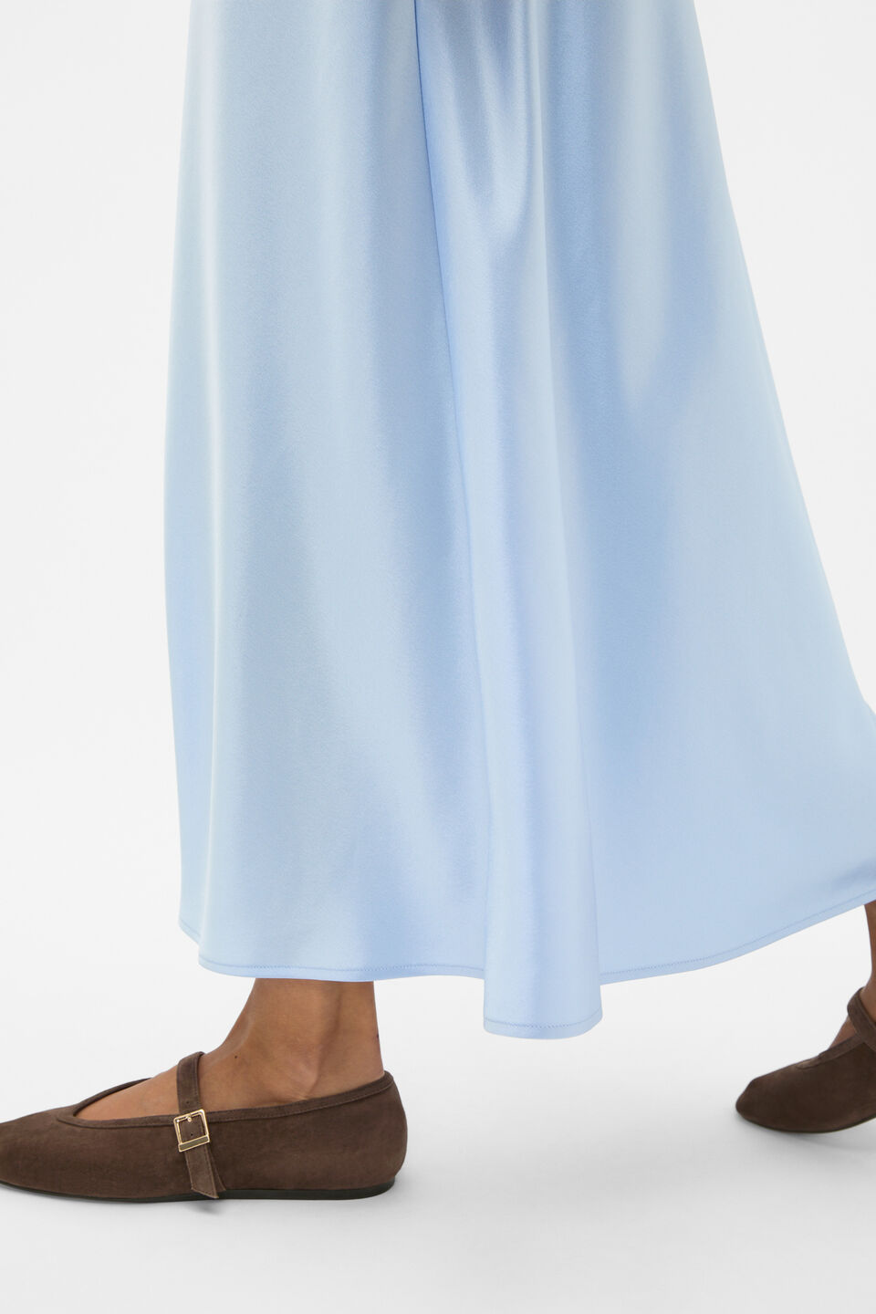 Satin Maxi Bias Skirt  Arctic Blue