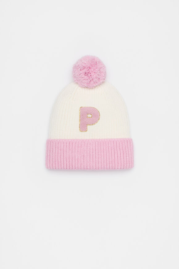 Colourblock Initial Beanie  P  hi-res