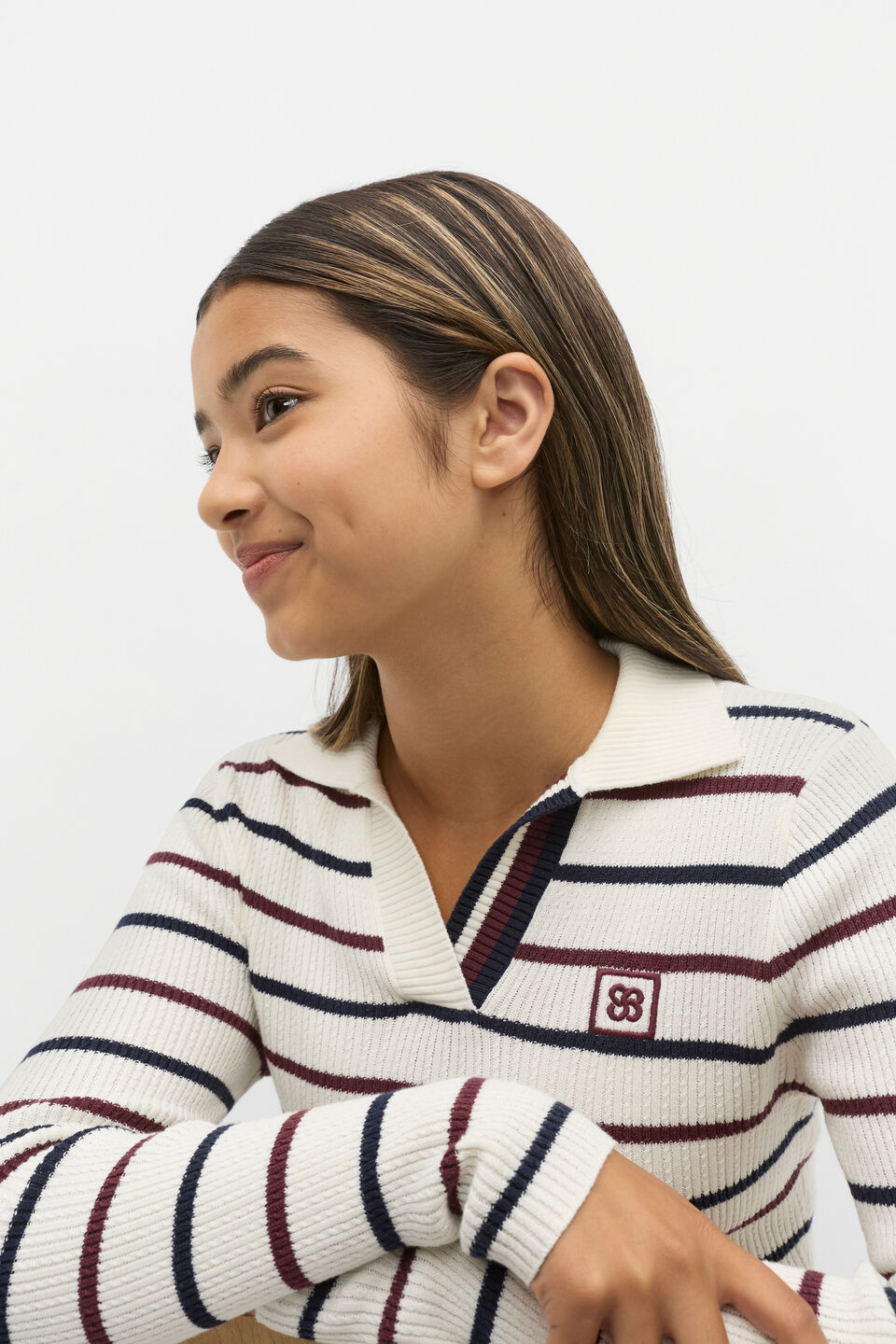 Stripe Knit Top  Light Cream