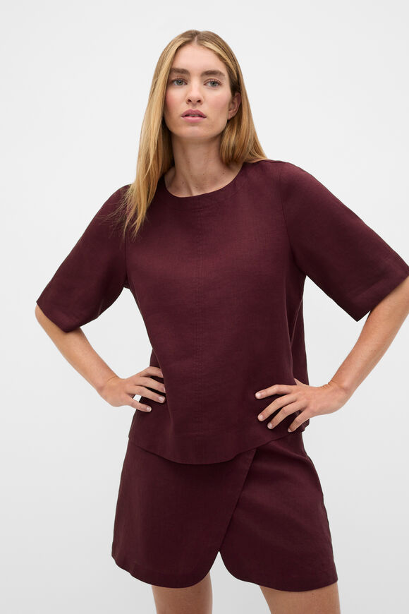 Core Linen Tee  Plum Red  hi-res