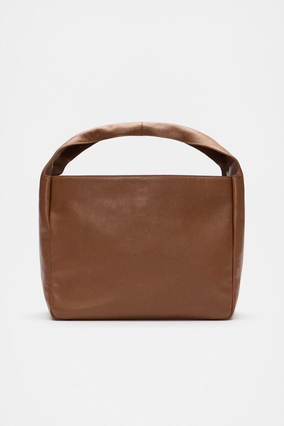 Leather Curved Tote  Deep Tan  hi-res
