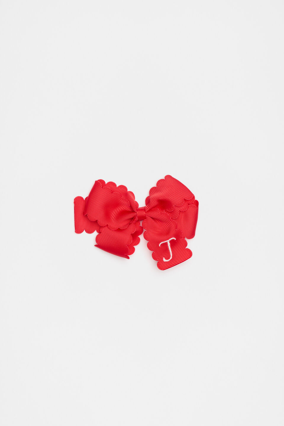Grosgrain Initial Bow Duck Clip  J