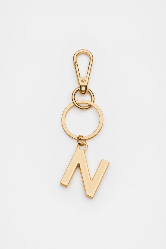 Gold Initials Keyring  N  hi-res