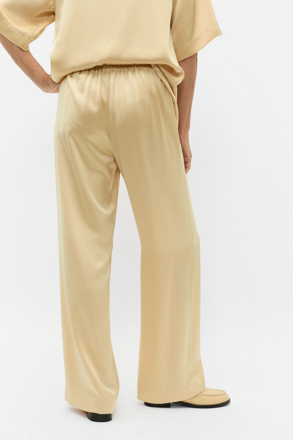 Satin Wide Leg Pant  Marzipan