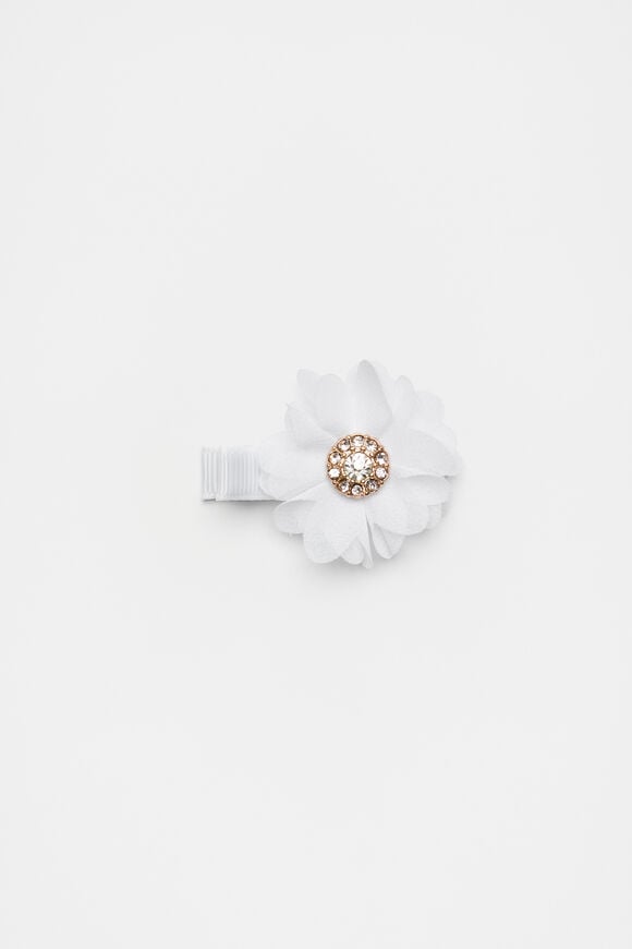 Organza Flower Duck Clip  White  hi-res
