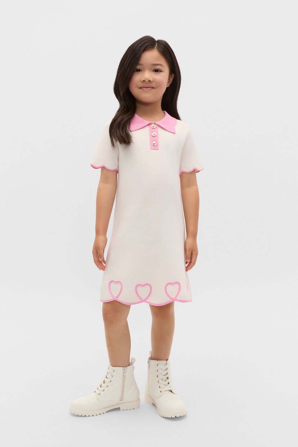 Scallop Crepe Dress  Classic Cream