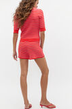 Stripe Rib Knit Short Sleeve Cardigan  Electric Crimson Stripe  hi-res