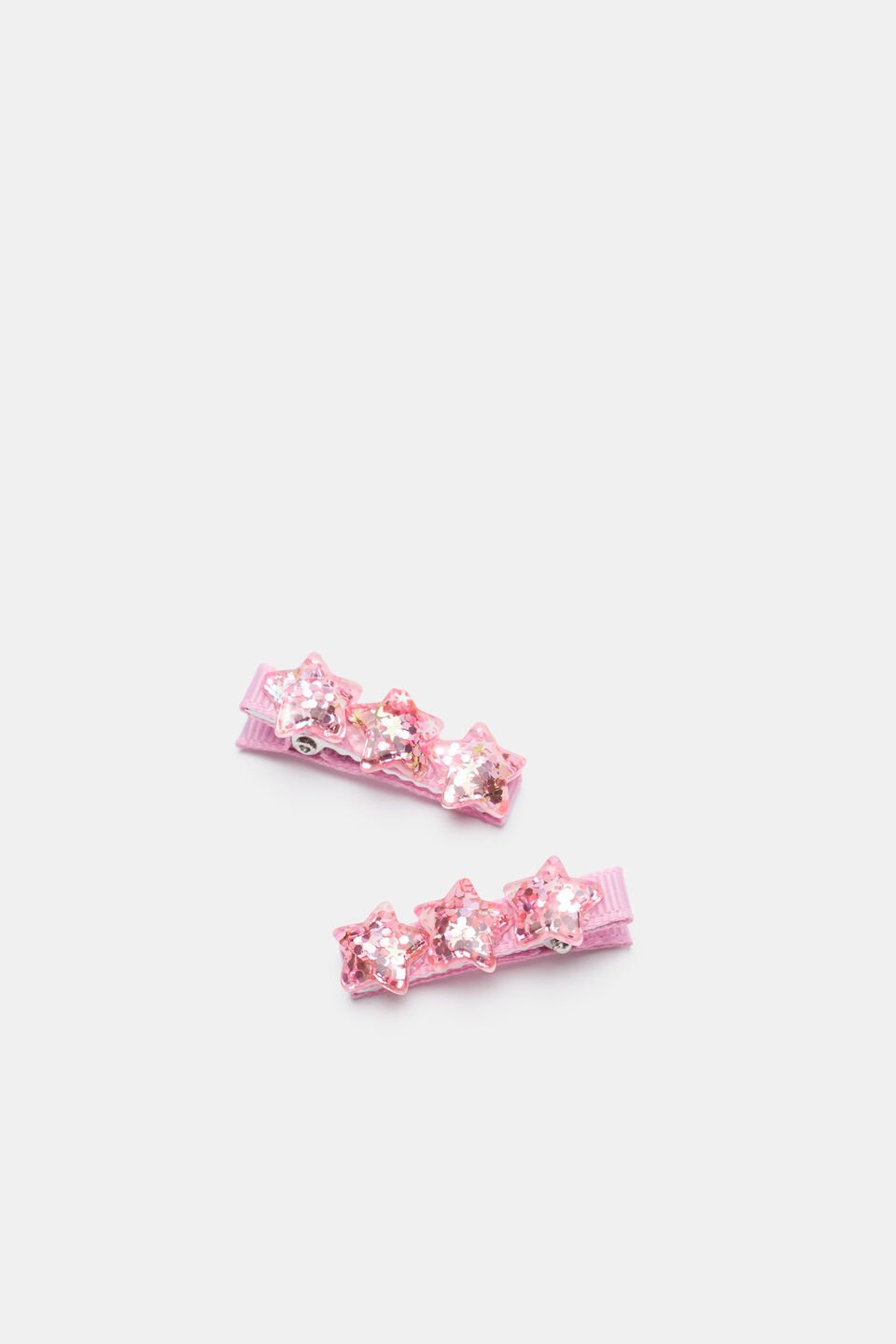 Glitter Star Trio Duck Clips  Candy Pink