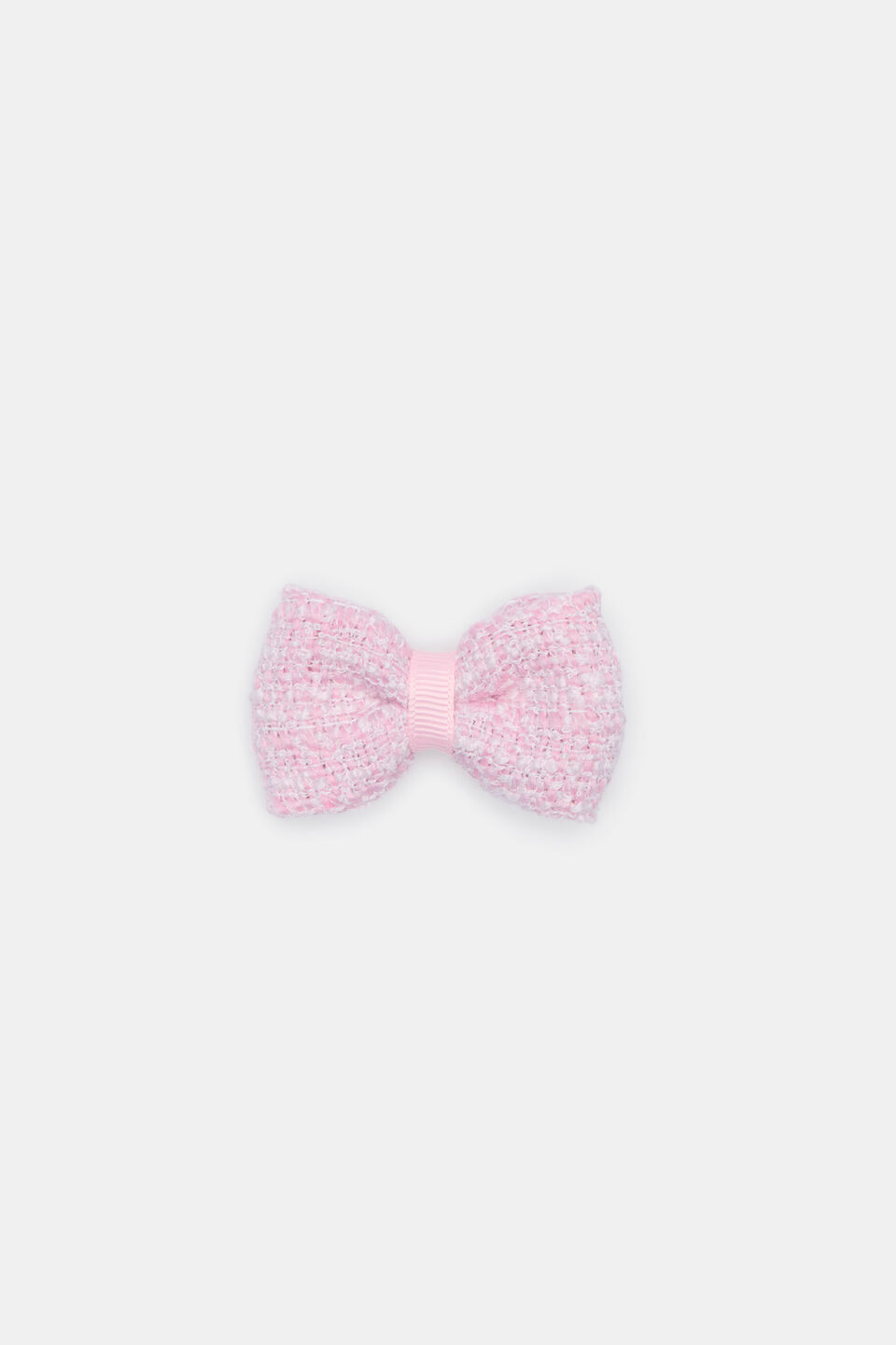 Tweed Bow Duck Clip  Candy Pink