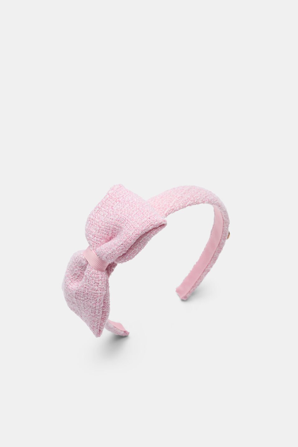 Tweed Bow Headband  Candy Pink