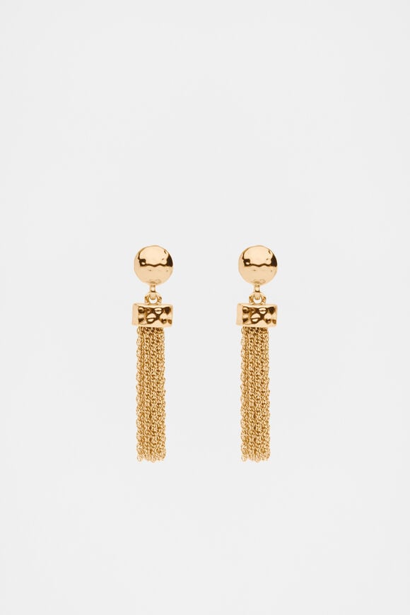 Textured Tassel Earring  Gold  hi-res