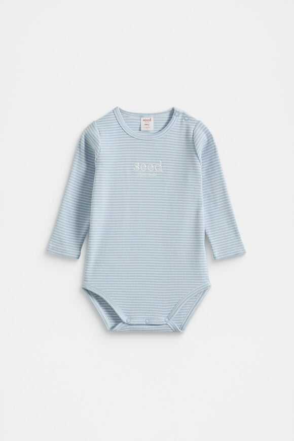 Core Rib Logo Bodysuit  Blue Stripe  hi-res