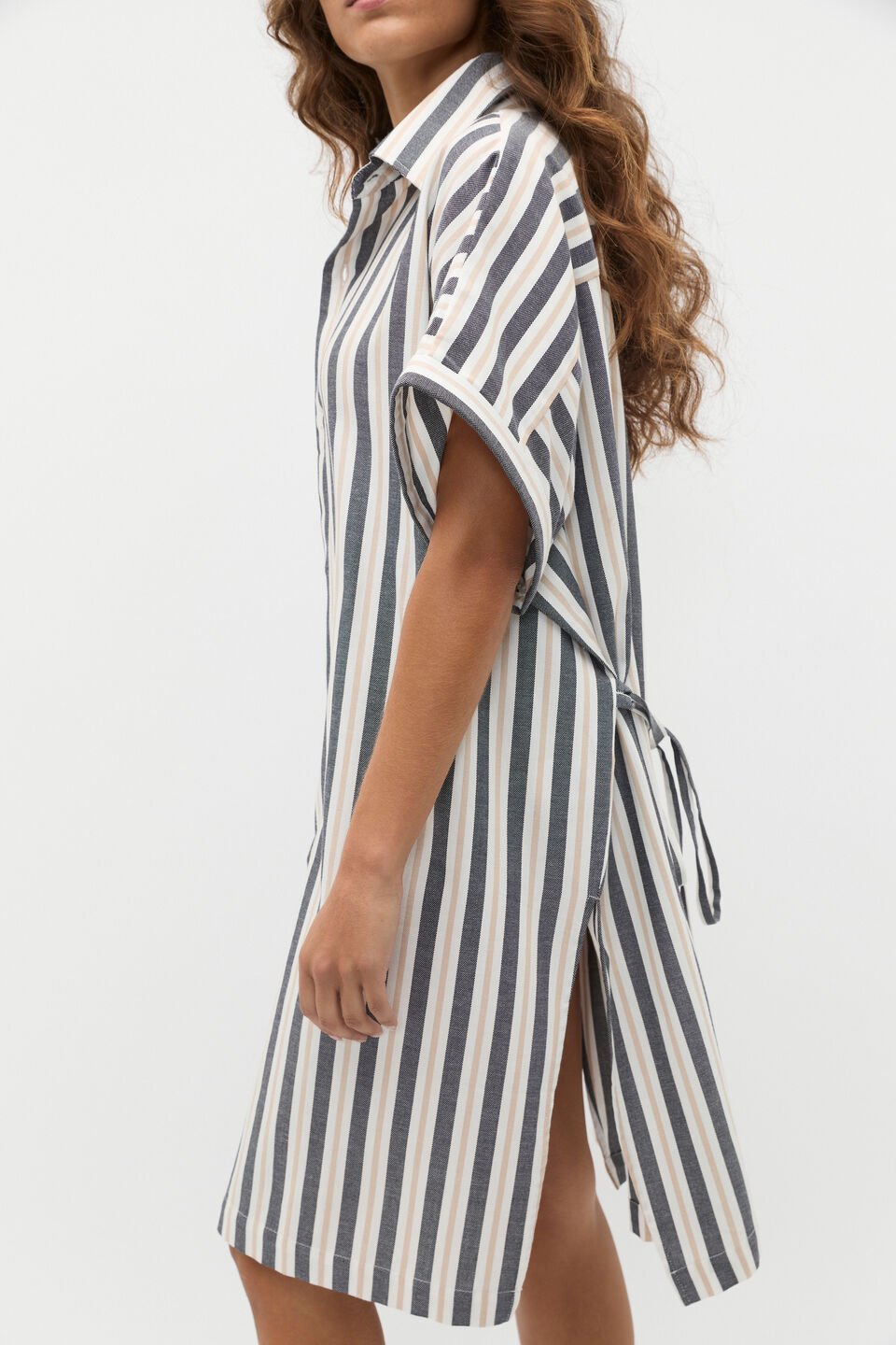 Stripe Collar Detail Poncho  Twilight Blue