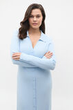 Crepe Ribbed Polo Midi Dress  Ice Blue  hi-res