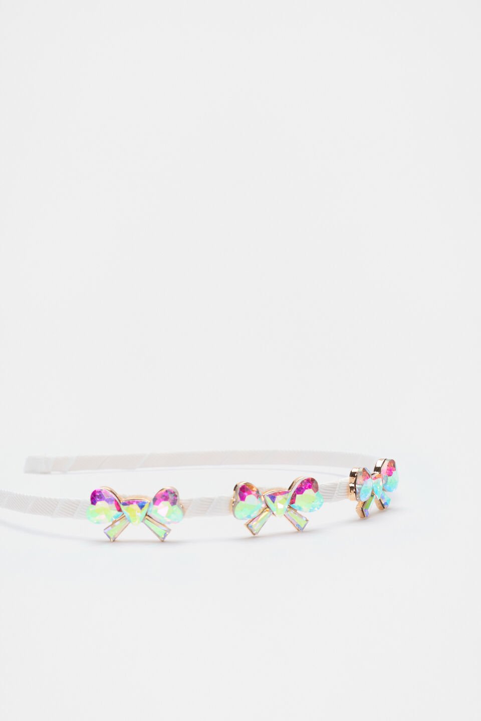 Crystal Heart Bow Headband  Classic Cream