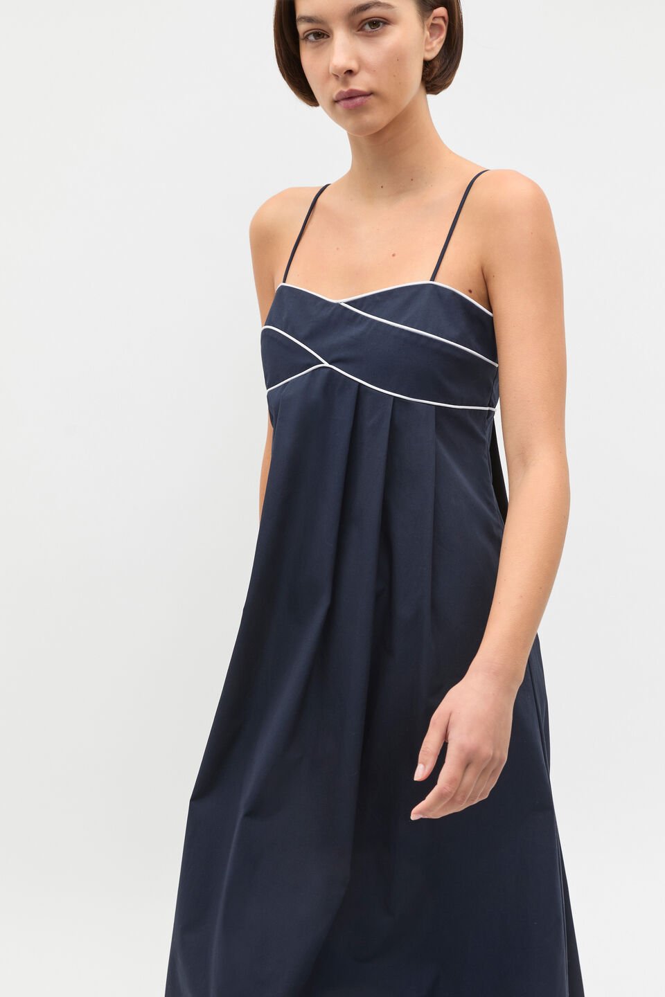 Cotton Tipping Maxi Dress  Twilight Blue