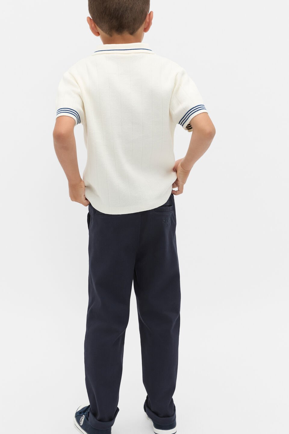 Rib Knit Polo  Classic Cream