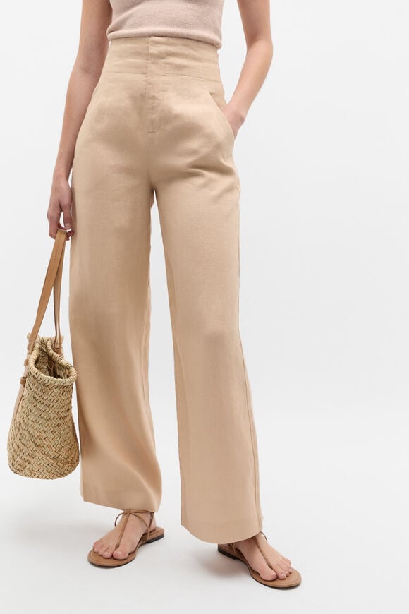 Core Linen Waisted Pant  Ecru  hi-res