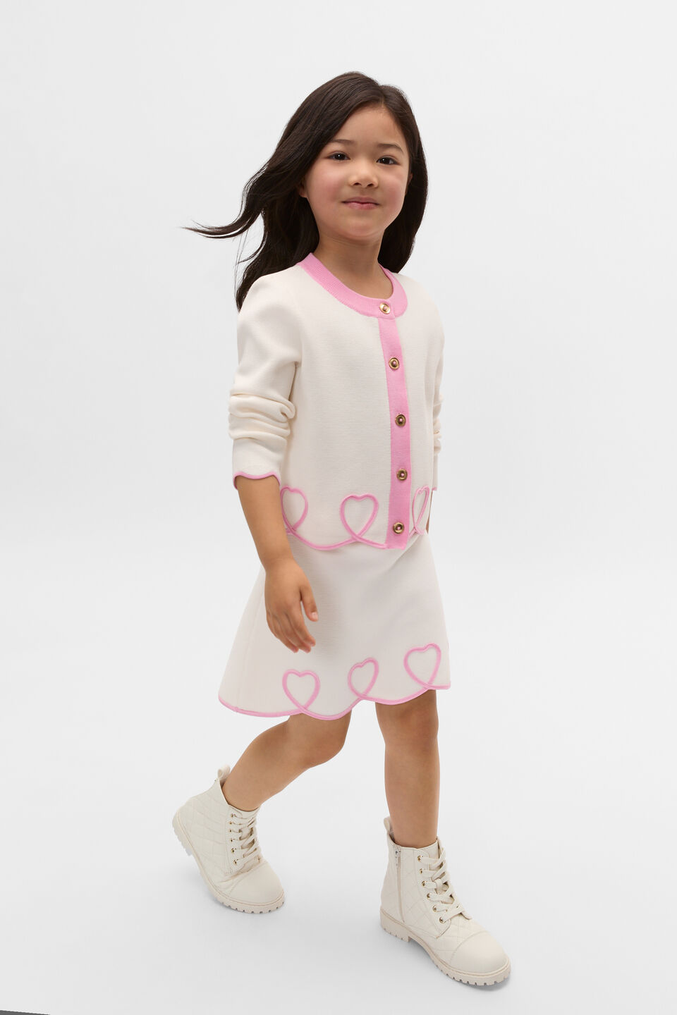 Scallop Crepe Cardigan  Classic Cream