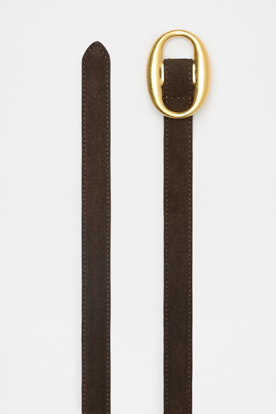 Carmen Oval Buckle Belt  Chocolate Suede