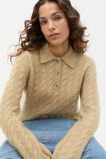 Cable Detail Knit Polo  Cashew Marle  hi-res