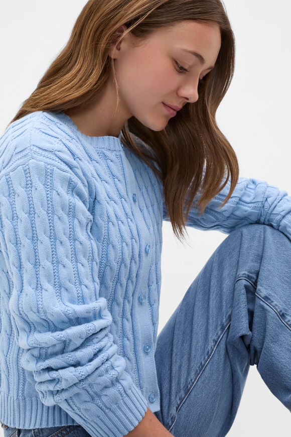 Cable Knit Cardigan  Cloud Blue  hi-res