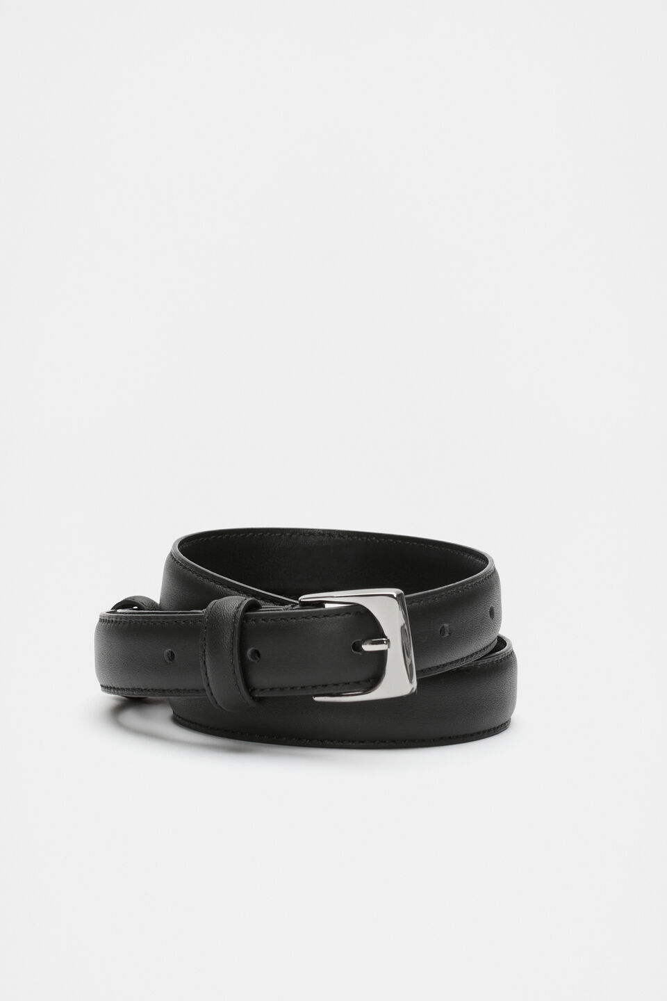 Kinsley Rounded Buckle Belt  Black Silver