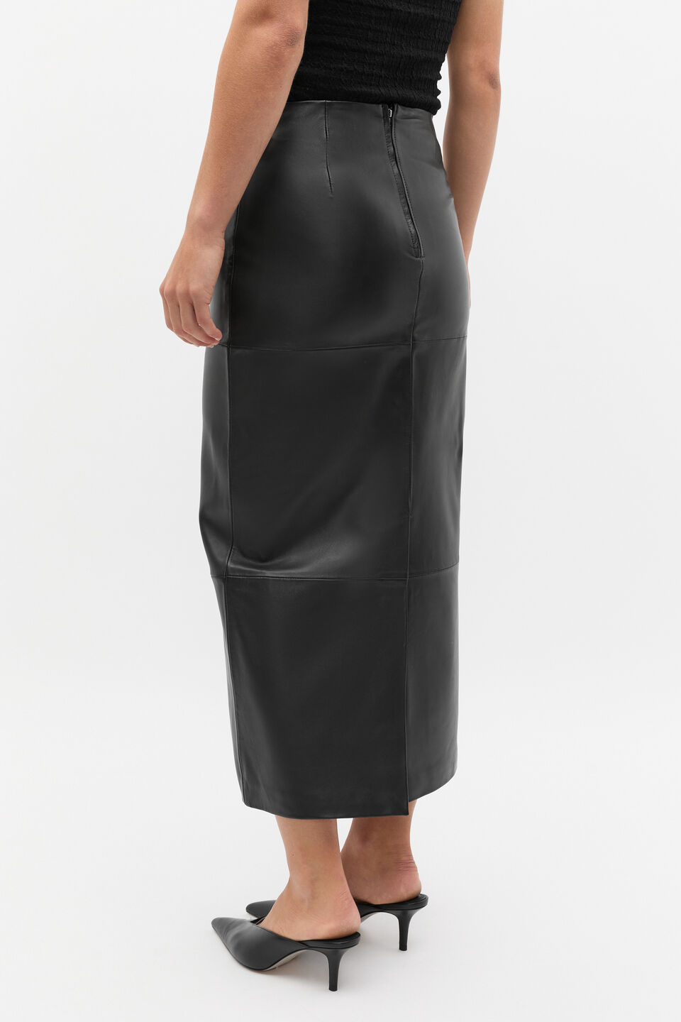 Leather Column Skirt  Black