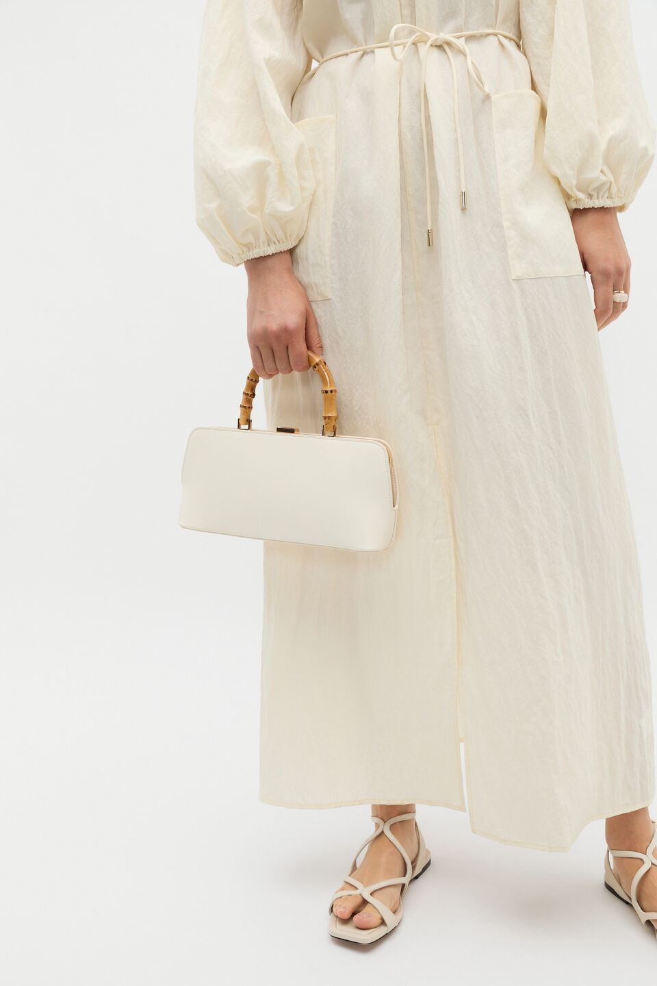 Handle Detail Structured Bag  Cream