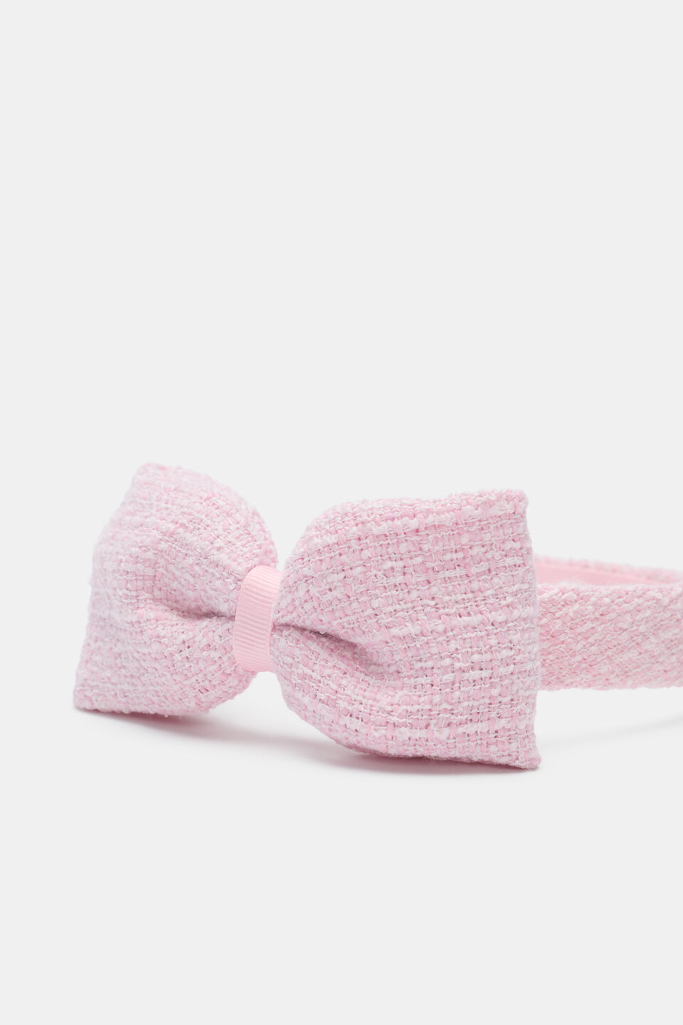 Tweed Bow Headband  Candy Pink