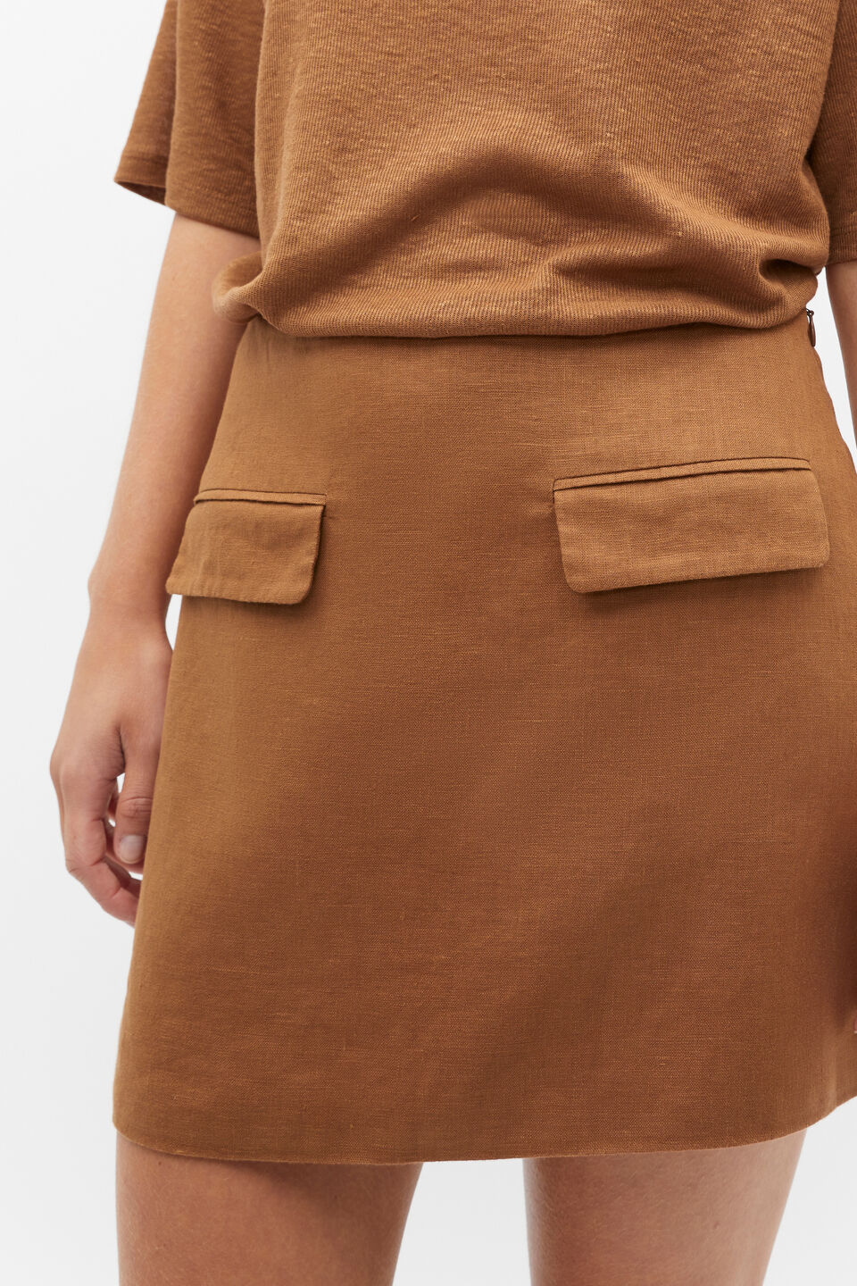 Core Linen Mini Skirt  Cinnamon Spice