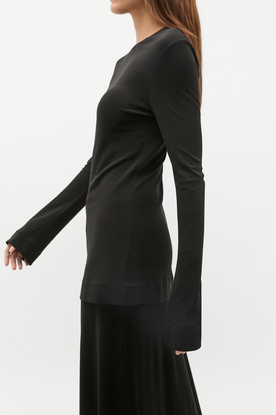 Micro Jersey Layering Top  Black