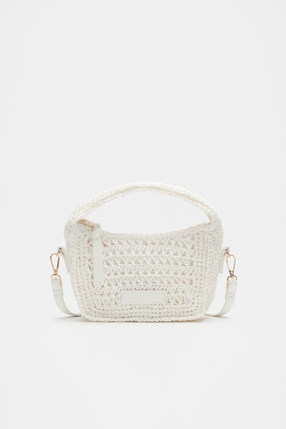 Woven Mini Cross Body Bag  White  hi-res