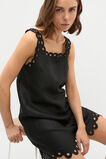 Linen Embroidered Mini Dress  Black  hi-res