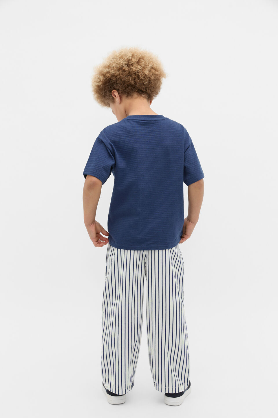 Core Textured Stripe Logo Tee  French Navy