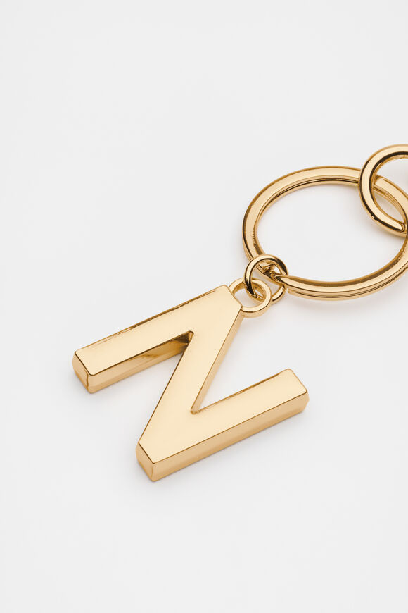 Gold Initials Keyring  N  hi-res