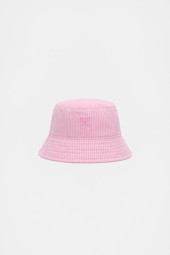 Pink Mini Stripe Bucket Hat  Candy Pink  hi-res