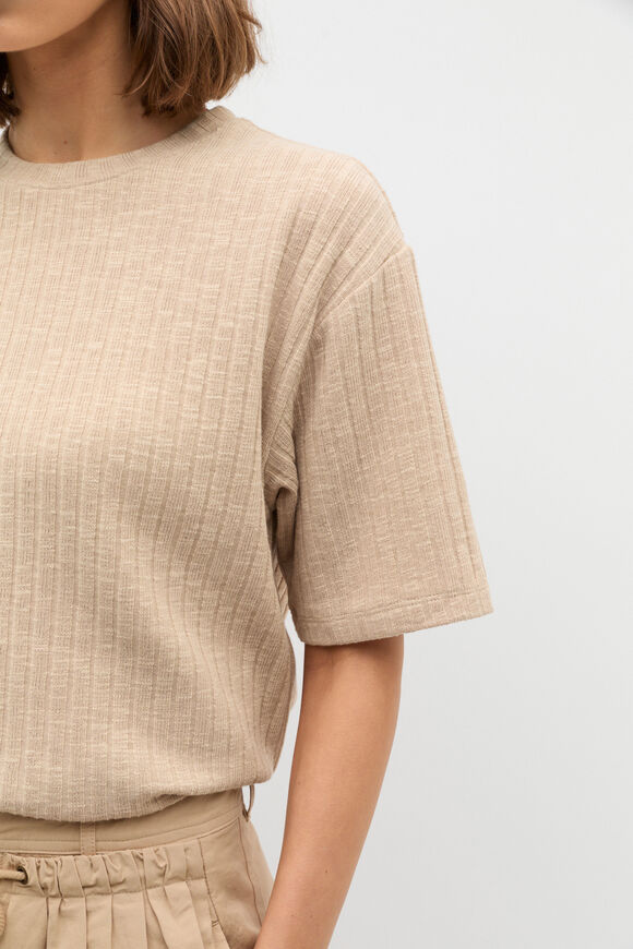 Textured Longline Boxy Tee  Iced Latte Twist  hi-res