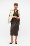 Leather Wrap Front Skirt  Dark Espresso  hi-res