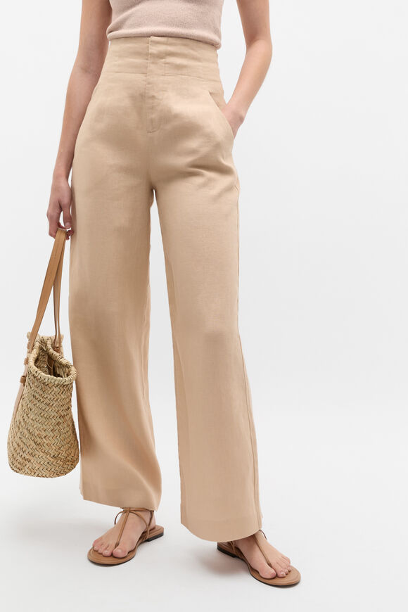 Core Linen Waisted Pant  Ecru  hi-res