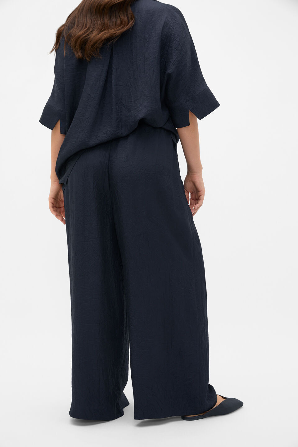 Textured Satin Gathered Pant  Twilight Blue