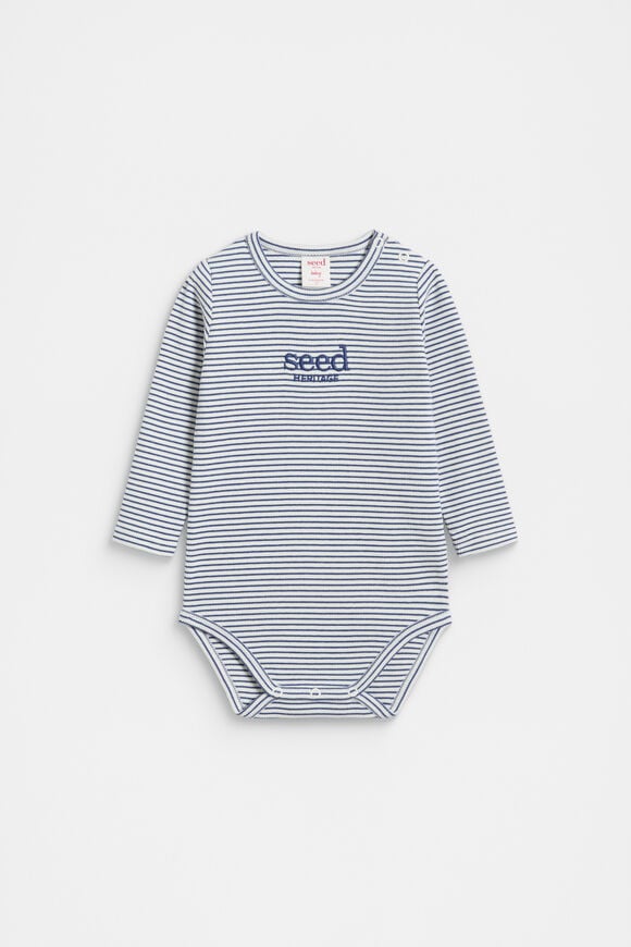 Core Rib Logo Bodysuit  Navy Stripe  hi-res
