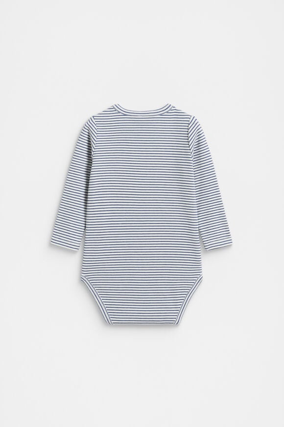 Core Rib Logo Bodysuit  Navy Stripe  hi-res