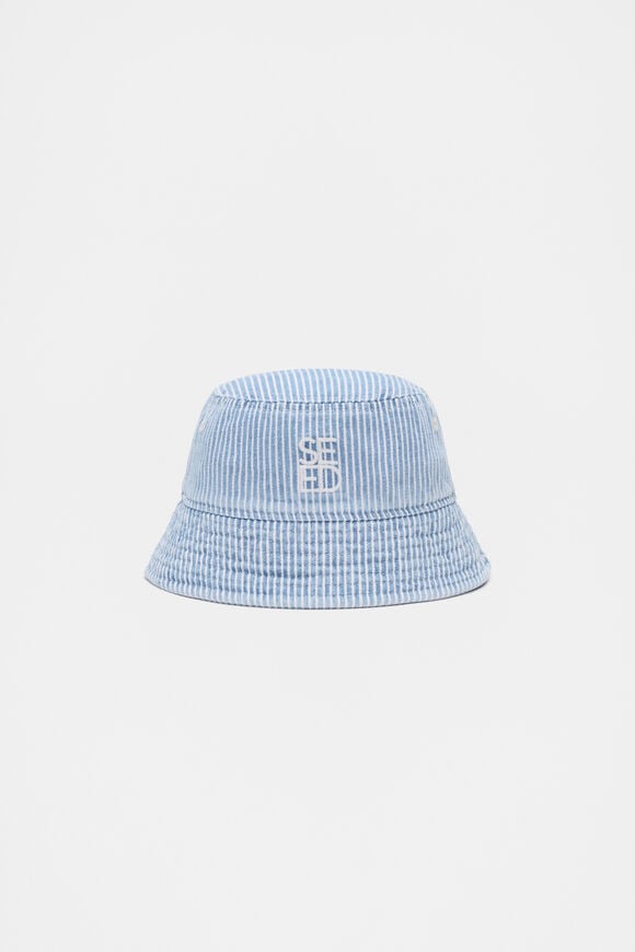 Blue Mini Stripe Bucket Hat  Denim Stripe  hi-res